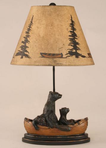 Bears in Canoe Lamp