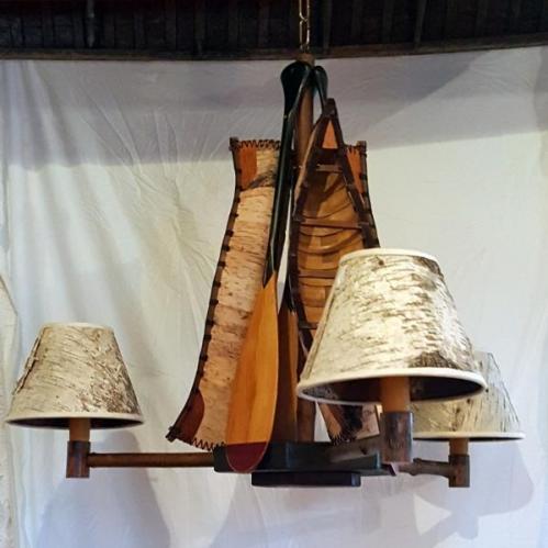 Birch Bark Canoe Chandelier - Large