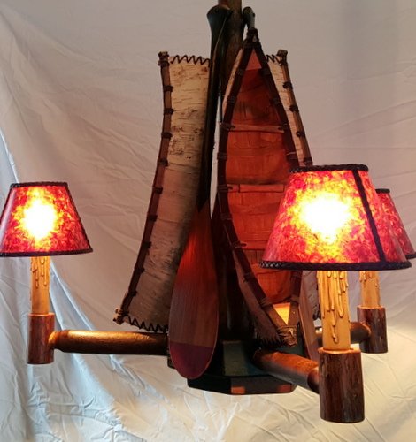 Birch Bark Canoe Chandelier