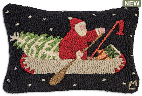 Santa In Canoe Pillow