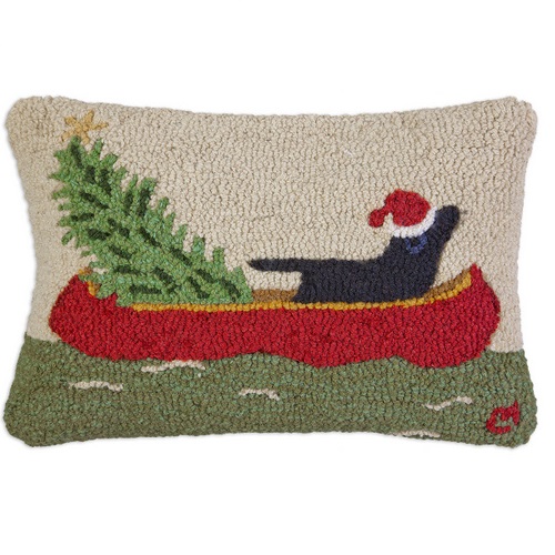 Lab Canoe Christmas Pillow