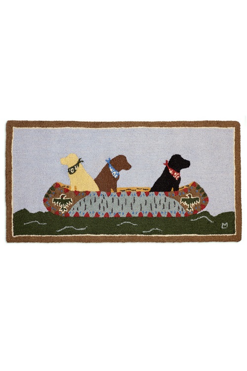 Labs in Canoe Rug