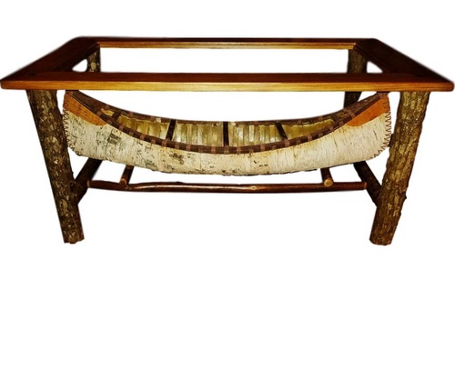 Canoe Coffee Table with Hickory Base