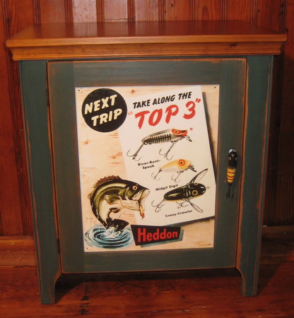 Vintage Sign End Table Cabinet