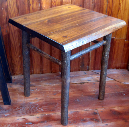 Hickory End Table with Pine Slab Top