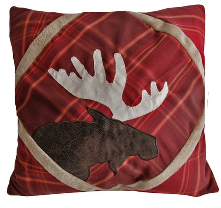 Red Plaid Moose Pillow