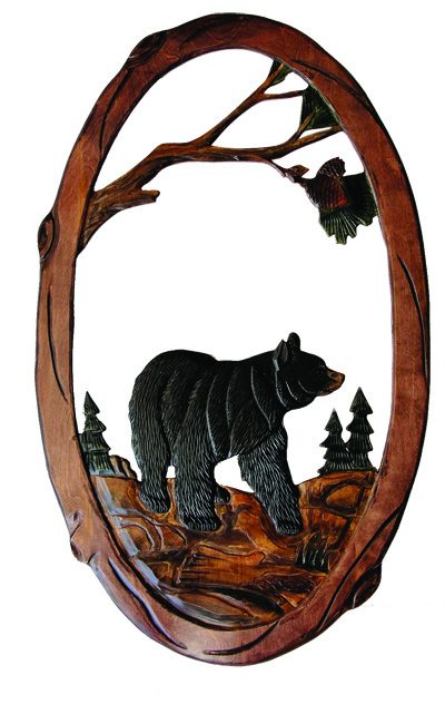 Carved Bear Mirror