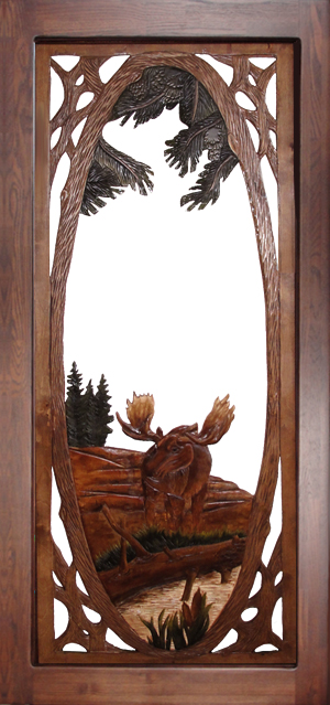 Carved Moose Screen Door