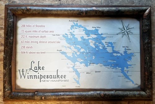 Vintage Framed Lake Winnipesaukee Map