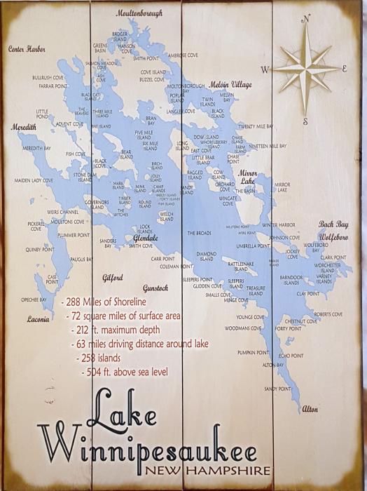 Vintage Lake Winnipesaukee Map