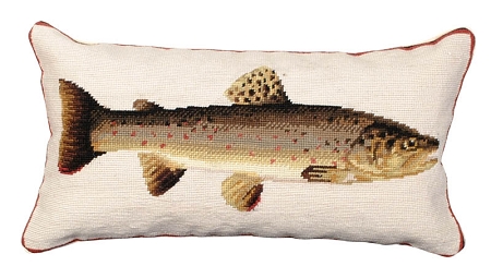 Needlepoint Trout Pillow
