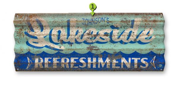 Corrugated Metal Lakeside Sign