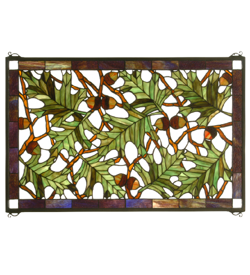 Acorns and Oak Leaves Stained Glass Window