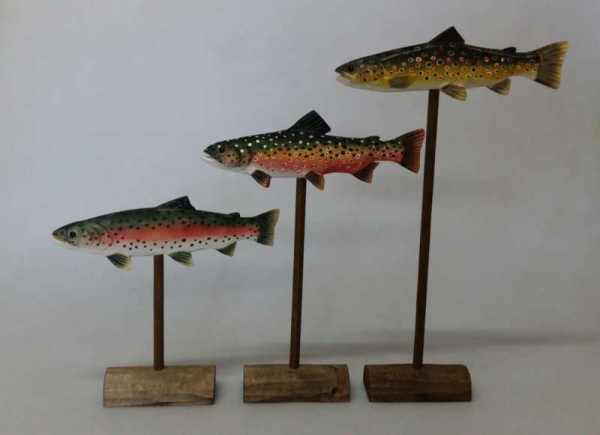 Trio of Trout Carvings