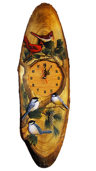 Carved Birds Clock