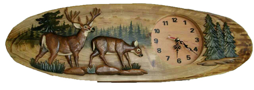 Carved Deer Clock