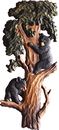 Bear Cubs in Tree Carving