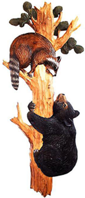 Bear and Raccoon Wall Carving